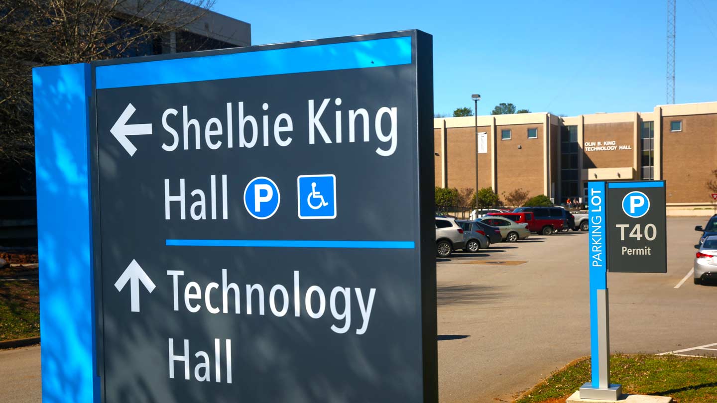 UAH college campus parking signs