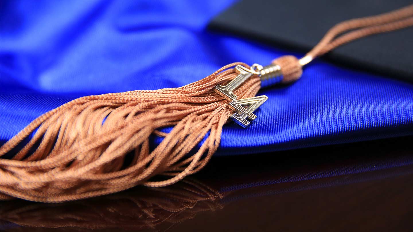 Closeup of graduation cap tassel
